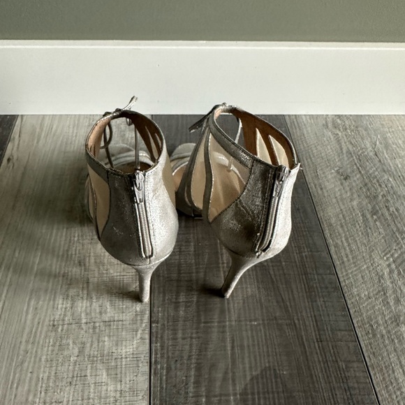 Browns Size 6 Open Toe Booties. Silver with nude mesh. - Picture 2 of 4